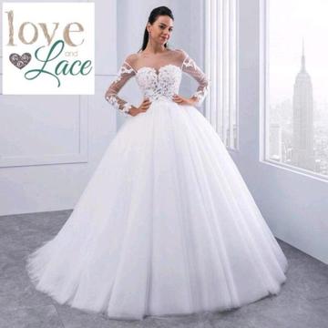 Lace wedding dress in stock