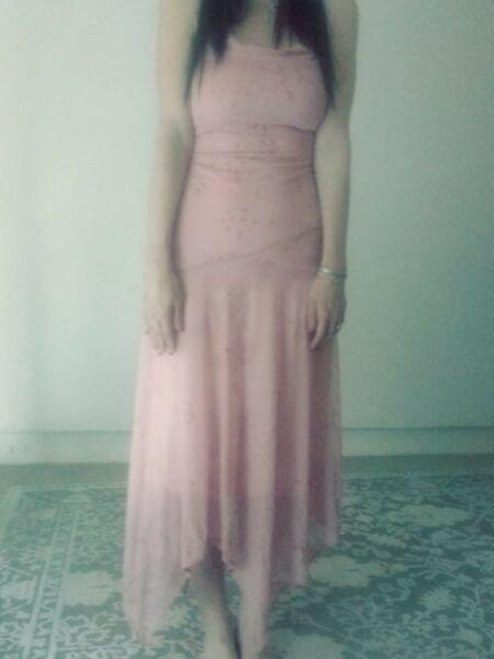 Pink beaded evening gown - size 30