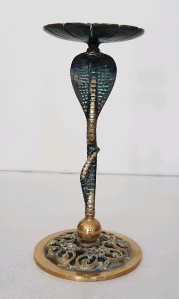 Brass serpent candle holder