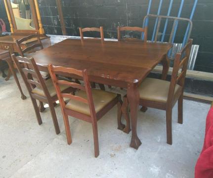 Antique imbuia ball and claw 6 seater diningroom suite