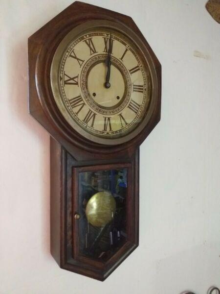 Antique schoolhouse wall clock