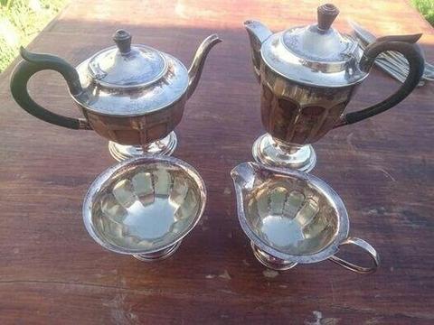 Vintage E.P.N.S Silver Plated Tea and Coffee Pot Set Sugar Bowl Creamer