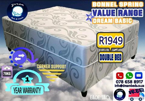 FREE DELIVERY - Brand New DOUBLE BED MATTRESS AND BASE R1849
