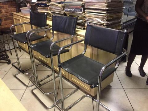 5 Leather/Chromed Bar Chairs