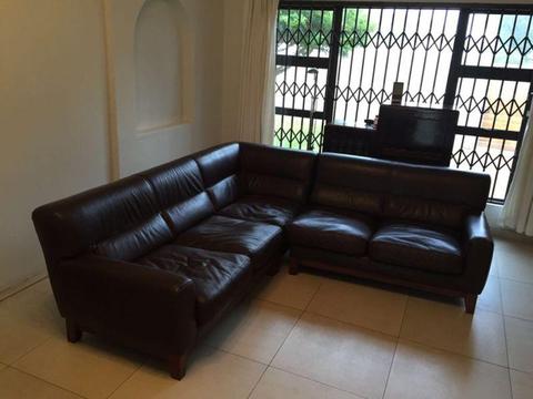 Leather corner couch
