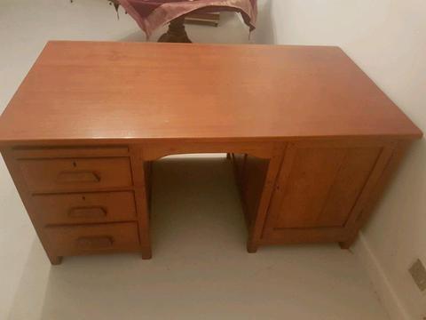 Desk with drawers and cupboard