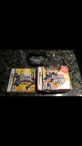 Nintendo DS Guitar Hero attachments with 2 games