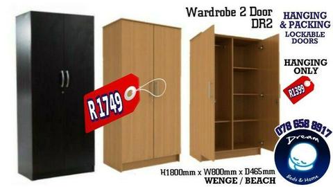 2 Door Wardrobe For Sale HANGING and PACKING SPACE