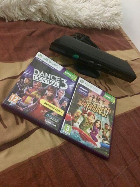 Xbox 360 Kinect + 2 games for sale