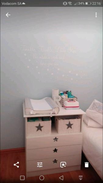 Star Themed Baby Compactum and Sleigh Cot