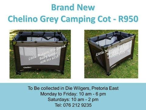 Brand New Chelino Black and Grey Camping Cot