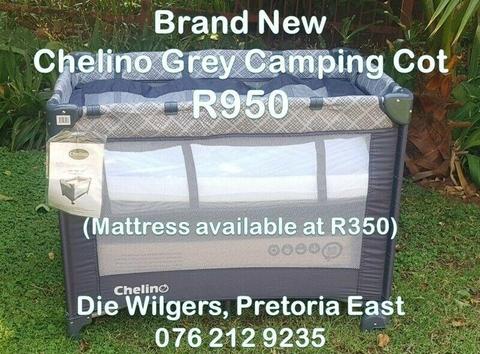 Brand New Chelino Grey Camping Cot (Mattress available at R350)
