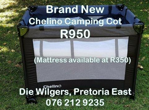 Brand New Black and Grey Chelino Camping Cot (Mattress available at R350)