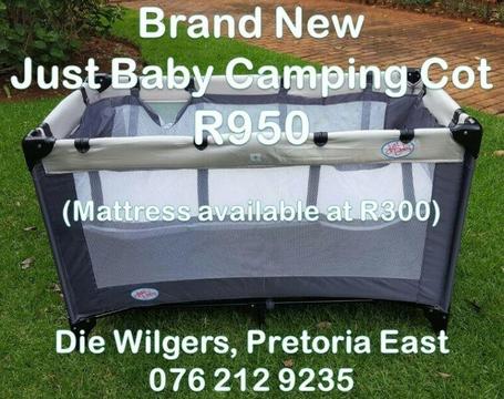 Brand New Just Baby Camping Cot (Mattress available at R350)