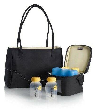 Medela Citystyle bag, cooler, ice brick and bottles