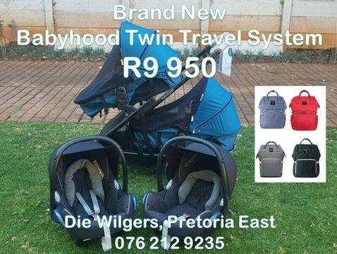 Brand New Babyhood Twin Travel System (FREE Nappy Bag if Purchased in February)
