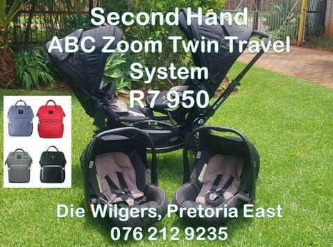 Second Hand ABC Zoom Twin Travel System (FREE Nappy Bag if Purchased in February)
