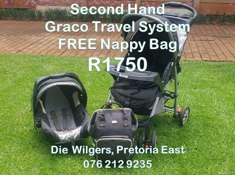 Second Hand Graco Travel System with FREE Nappy Bag