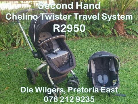 Second Hand Chelino Twister Travel System (Grey and Black)