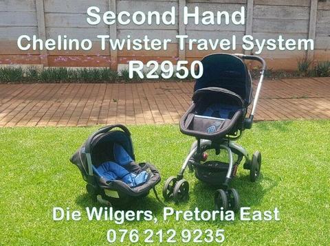 Second Hand Chelino Twister Travel System (Dark Blue and Black)