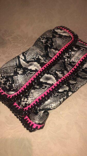 Pink and black snake skin bag 