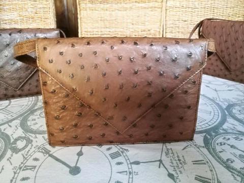 Genuine ostrich leather handbag 