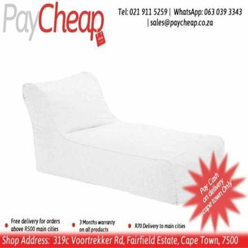 Leatherette Fabric Adult Armless Comfortable Beanbag/Chair White 