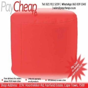 Leatherette Fabric Adult Ottoman Comfortable Beanbag/Chair Red 
