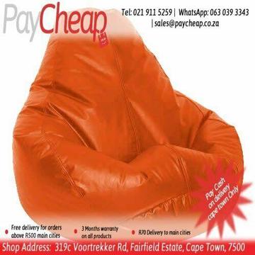 Leatherette Fabric Kiddie Couch Comfortable Beanbag/Chair Royal Orange 