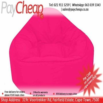 Leatherette Fabric Adultâ€™s Single Chair Comfortable Beanbag Pink 