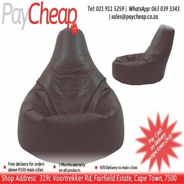 Leatherette Fabric Adultâ€™s Teardrop Comfortable Beanbag Brown 