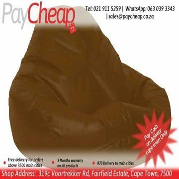 Leatherette Fabric Kiddie Couch Comfortable Beanbag/Chair Royal Brown 
