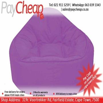 Leatherette Fabric Adultâ€™s Single Chair Comfortable Beanbag Purple 