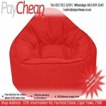 Leatherette Fabric Adultâ€™s Single Chair Comfortable Beanbag Red 
