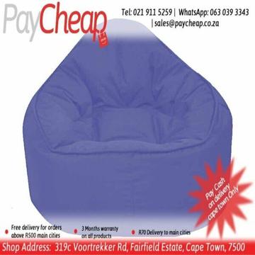 Leatherette Fabric Adultâ€™s Single Chair Comfortable Beanbag Blue 