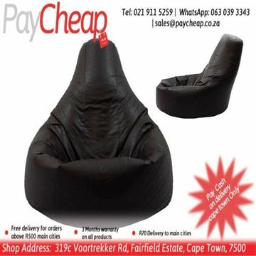 Leatherette Fabric Adultâ€™sTeardrop Comfortable Beanbag Black 