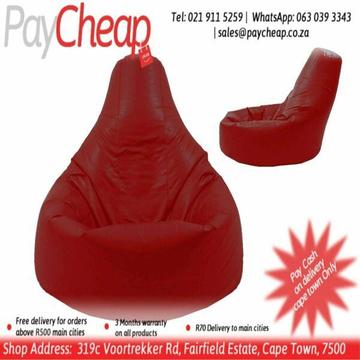 Leatherette Fabric Adultâ€™s Teardrop Comfortable Beanbag Red 