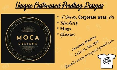 MOCA Designs - Unique Customised Vynil Printing - Tshirts and vehicle stickers 