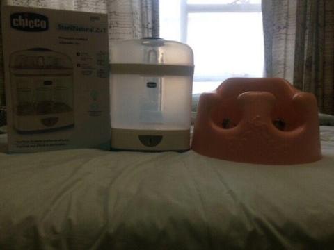 2 FOR 1 deal. Chicco electric bottle steriliser AND pink Bumbo seat 