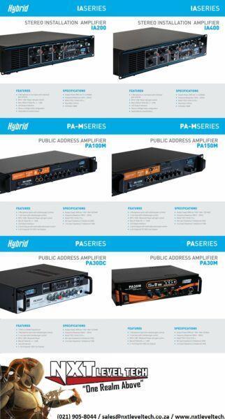 Hybrid PA, PAM and IA Series Public Address and Stereo Installation Amplifiers 