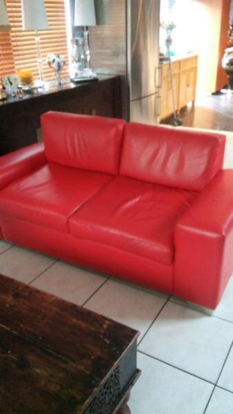 Genuine leather red couch  