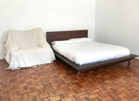 Custom Designed Wooden Bed + Comfy One-Seater Couch 