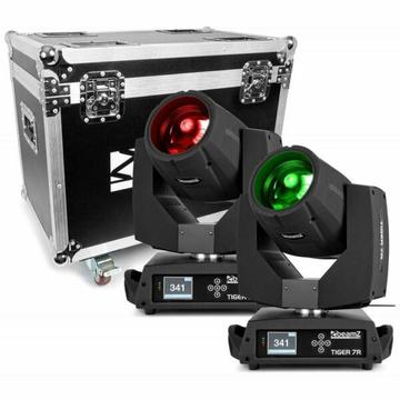 Beamz Professional Tiger E7R and 7R Moving head kits 2 pieces in Flightcase 