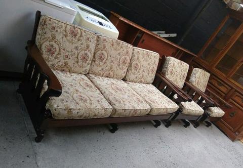 3 piece vintage imbuia lounge suite 