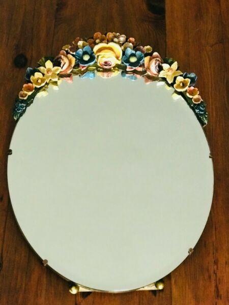 Vintage English Barbola dressing table mirror 