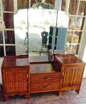 Vintage wooden dresser with mirrors 
