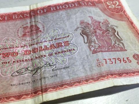 Rhodesia $2- Note 1977 