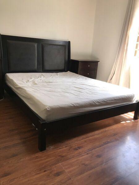Queen bed leather detailing 