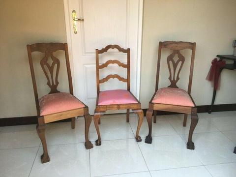 3 x Old-time Imbuia Dining Room Chairs 