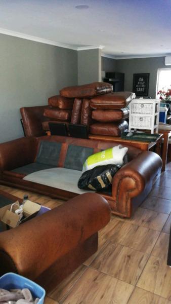 2 leather couches 